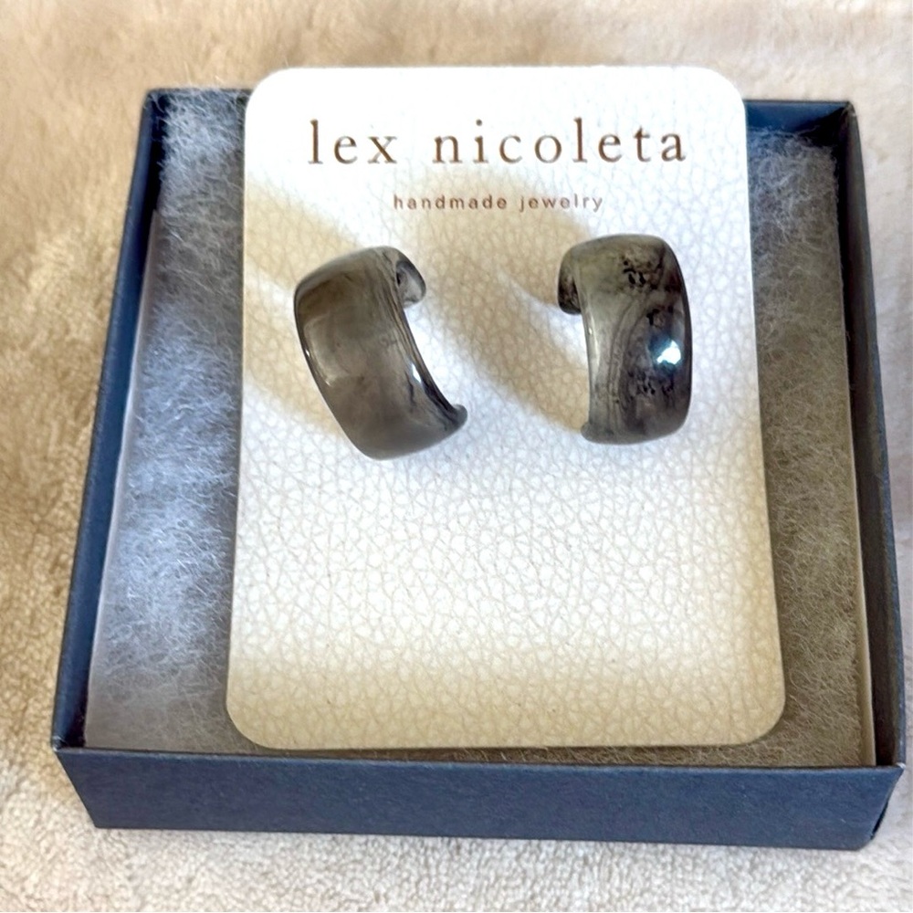 Lex Nicoleta Gray Hoop Earrings